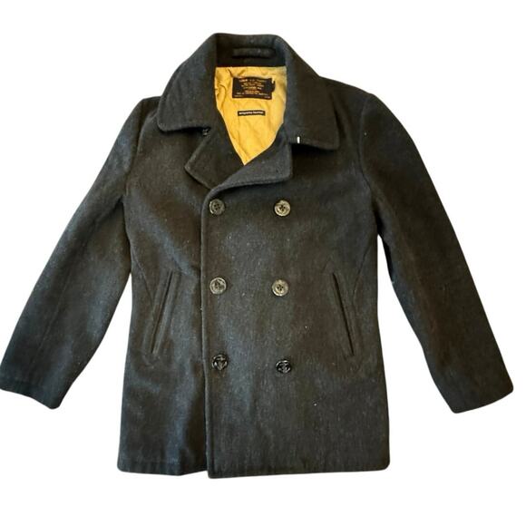J. Crew Bayswater Peacoat Men’s Double Breasted Wool Charcoal Grey Jacket Medium - Picture 1 of 9